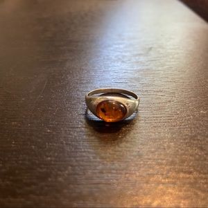 Gorgeous Amber Ring 925 Sterling Silver